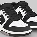 Black And White Classic Sneakers With Lace Up Design And White Rubber Outsole
