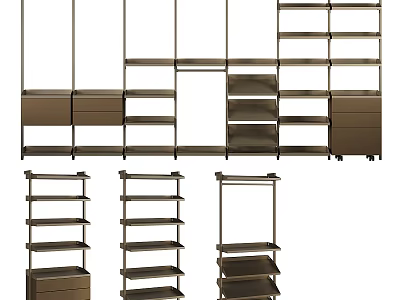 Modern Bookshelf Design With Metal Frame Open Shelving And Storage Drawers 3d model