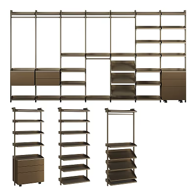Modern Bookshelf Design With Metal Frame Open Shelving And Storage Drawers 3d model
