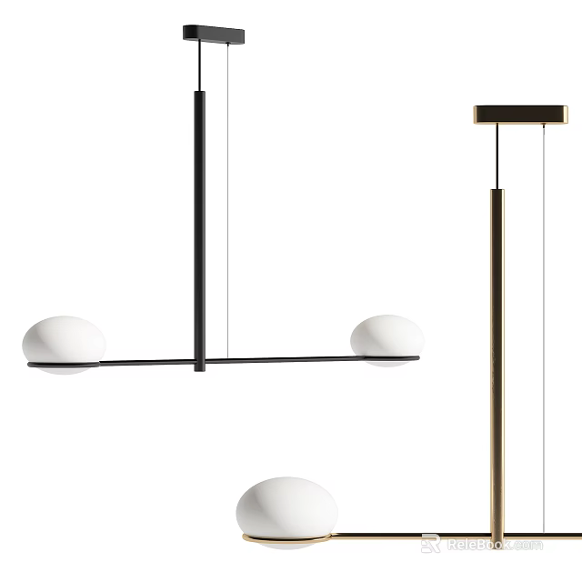 Modern Pendant Lights With Spherical Bulbs Black Metal Frame And Gold Accent Design 3d model 