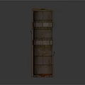 Rusty Cylindrical Metal Container With Multiple Circular Reinforcing Bands And Side Ladder