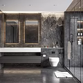 Modern Luxury Bathroom Interior Design With Double Mirrors White Vanity Marble Wall And Glass Shower