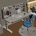 Kids Adjustable Study Desk With Bookshelf Chair And Stationery Organizer For Children's Learning Space