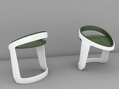 Modern Minimalist Single Chair With White Frame And Green Cushion Curved Design 3d model