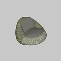 Modern Comfortable Bean Bag Chair With Woven Black White Dotted Pattern And Gray Cushion