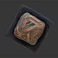 Artistic Sculptural Column with Intricate Wavy Texture Green and Brown Patterns on Square Base