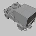 Beige Off-Road Vehicle With Large Off-Road Tires Rear Camping Module Roof Rack And Rear Window
