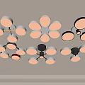 Modern Round Lighting Fixture Combination With Multiple Sizes Warm Light Wall Mounted On Gray Background