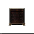 Classic Dark Wooden Chest of Drawers With Gold Accents Ornate Handles And Carved Legs
