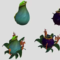 Various Types Of Colorful Fantasy Cartoon Plants With Unique Shapes Leaves And Tentacles