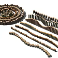Creative Garden Ornament With Circular Wooden Log Design And Wavy Arrangement For Outdoor Decor