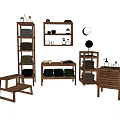 Wooden Shelving Units Storage Design With Various Height Shelves And Towels Toiletries
