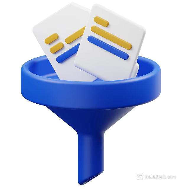 Blue Funnel Holding White Cards With Yellow And Blue Lines For Household Use 3d model 