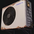 Samsung Rusted White Air Conditioner Fan with Black Fan Component and External Wires