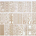 Decorative Wooden Room Dividers With Intricate Carved Floral Geometric Tree Patterns