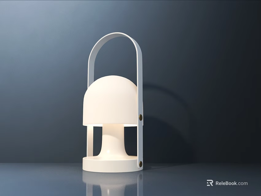 Elegant Modern White Table Lamp With Portable Handle And Minimalist Design 3d model 