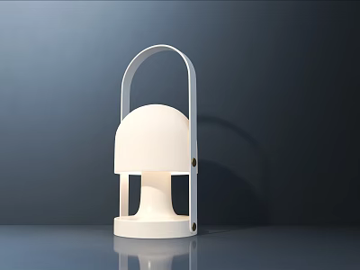Elegant Modern White Table Lamp With Portable Handle And Minimalist Design 3d model