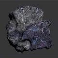 Wood Stone Decorative Piece With Blue Purple Shimmer And Textured Surface