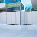 Construction Site Safety Experience Zone Featuring Blue Structure And White Barriers 3d model