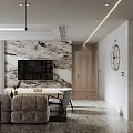 Modern Living Dining Room Interior With Cozy Sofa Coffee Table Pendant Lights And Decorative Ornaments