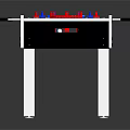 Modern Foosball Table With Green Playing Field Blue Red Players White Frame And Silver Legs