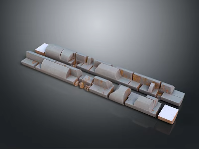 Natural Stone Steps With Rock Formations And Uneven Surfaces In Outdoor Landscape 3d model