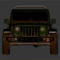 Green Vintage Off Road Jeep Truck With Muddy Exterior And Cargo Bed
