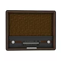 Vintage Retro Radio With Wooden Case Mesh Front Panel And Tuning Knobs 3d model