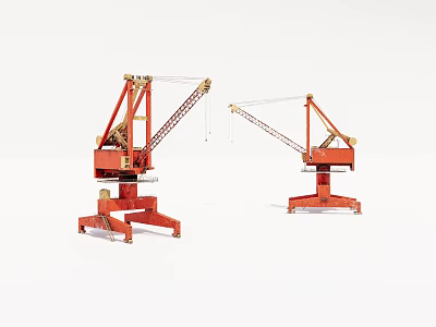 Industrial Equipment Red Tower Cranes With Mechanical Lifting For Construction Site Operations 3d model