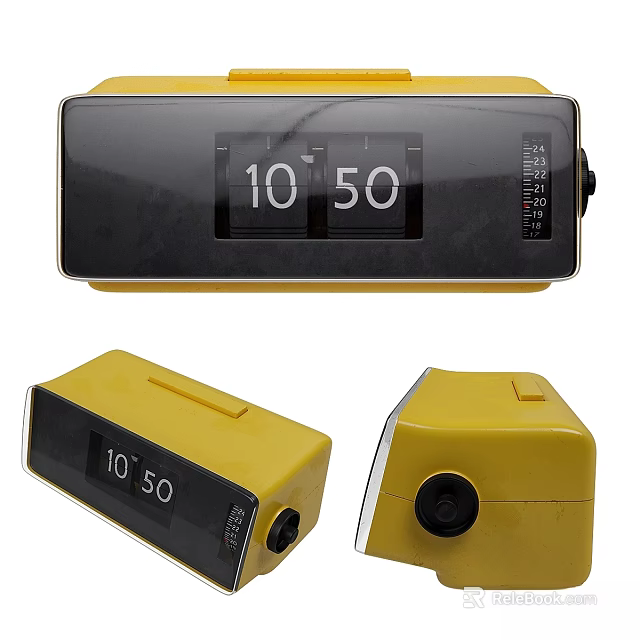Yellow Digital Alarm Clock Displaying Time 10 50 With Square Design And Black Screen 3d model 