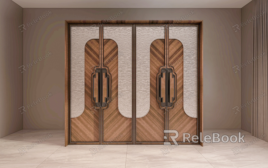 Mongolian wooden door model