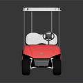 Red Electric Golf Cart With White Roof And Comfortable White Seats