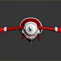 Cheerful Santa Claus With Open Arms Balancing Snowman Figure On Head