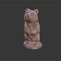 Hand Carved Wooden Bear Sculpture In Standing Pose With Detailed Features