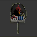 Cartoon Penguin Character Wearing Red Hat Holding Metal Box With Microphone