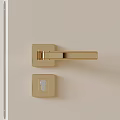 Golden Door Handle And Lock Home Hardware Accessories Installed On Beige Door