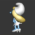 Happy Female Smurf Toy Figure With Yellow Hair White Hat And White Dress