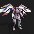 Intelligent Robot Figure With White Red Blue Yellow Wings And Red Large Blade