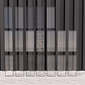 Various Textured Room Dividers With Glass Mesh And Stone Panels On Dark Background