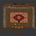Vintage Wooden Room Structure With Bookshelves Fireplace Lattice And Trunks On Rug
