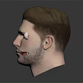 Realistic 3D Male Head Model With Short Brown Hair And Facial Features