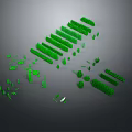 Cartoon Scene Featuring Green Trees Bushes And Plants In Different Shapes