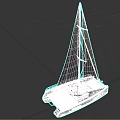 Modern Catamaran Yacht With Sails And Sleek Design 3d model
