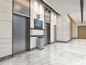 modern elevator hall elevator car 3d model