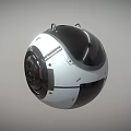 Spherical Black And White Device With Surface Mechanical Components And Top Protrusions 3d model