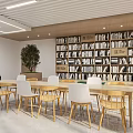 Modern Library Interior With Bookshelves And Reading Area 3d model