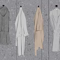Minimalist Modern Coats In Dark Gray Light Gray And Beige Hanging On Gray Wooden Wall