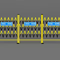 Yellow Retractable Safety Barrier With Protected Area Signs For Construction Sites 3d model