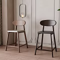 Light And Dark Brown Bar Stools With Round Backrest And Slim Legs In Modern Room