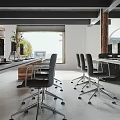 Modern Public Office Interior With Open Layout Desks Chairs Green Plants And Natural Light